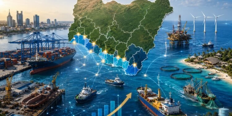 Please construct a business journalism image from this "Nigeria littoral states should drive investments to tap $24trn blue economy
