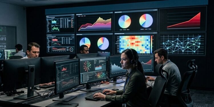 Please construct a realistic image from this headline "Data breach costs jump 12% to record $4.99m as AI threats escalate